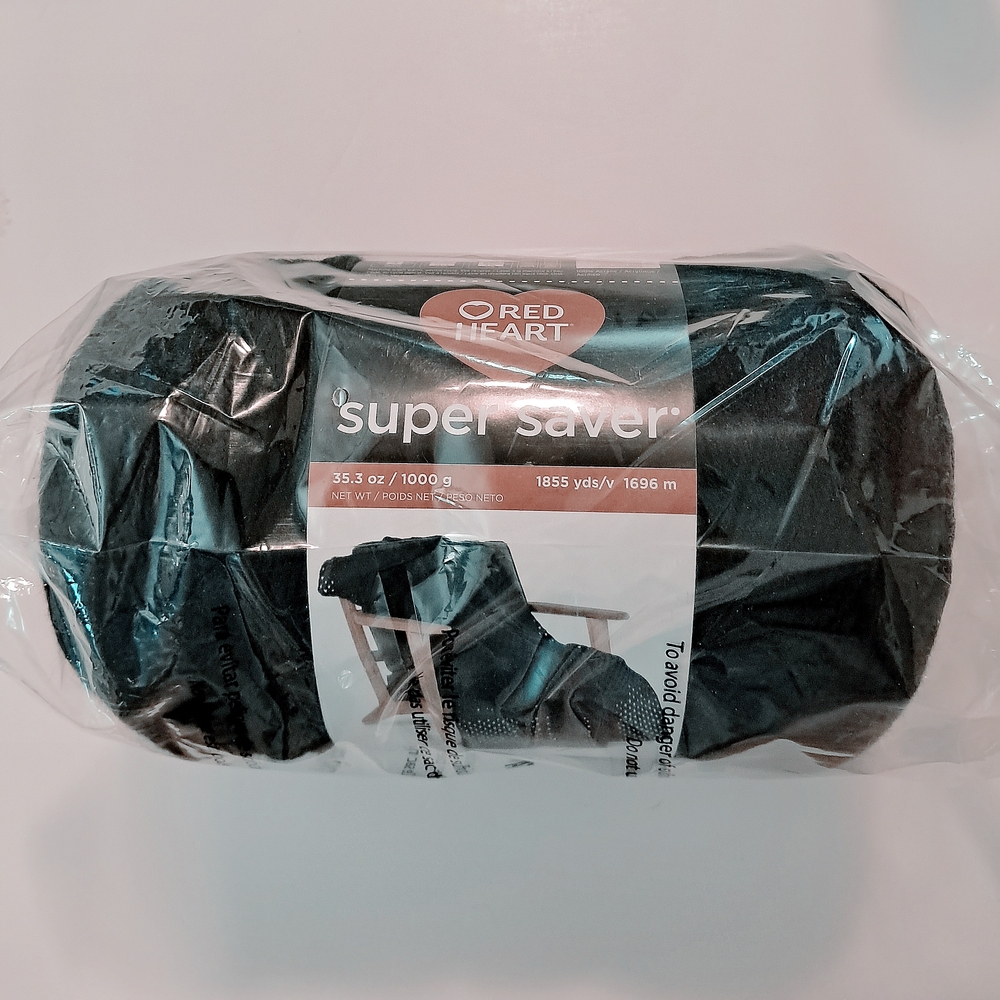 1855 Yards Black Red Heart Super Saver Yarn Mega Skein